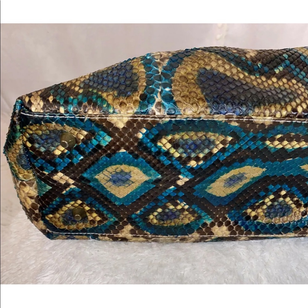 Snakeskin Python Print Leather Tote - image 7